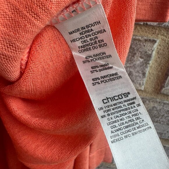 Chico's Weekends Short Sleeve Tie Neck Stretch Tee Shirt Women's Size 3 (XL) - Picture 4 of 8